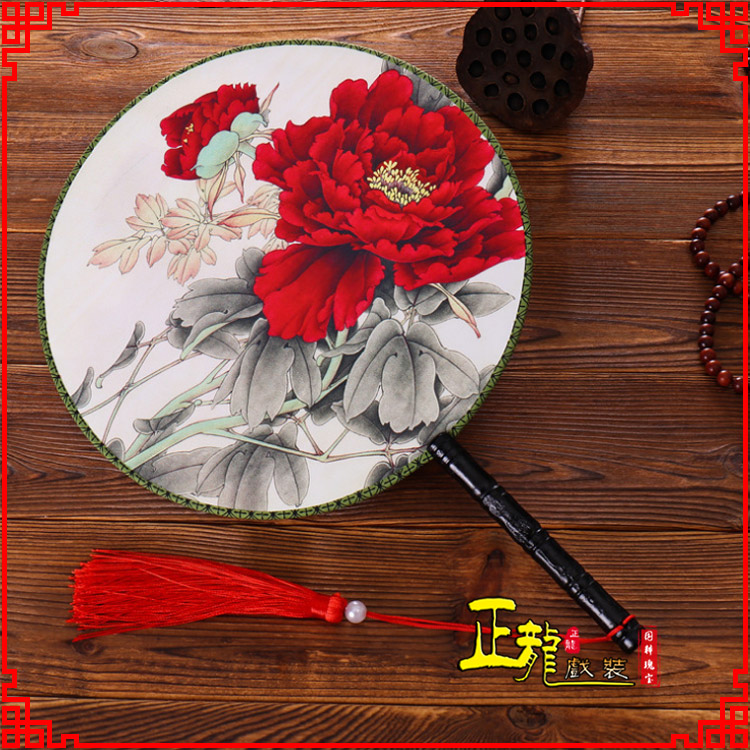 沈丘古典中国风团扇空白扇跳舞蹈扇 真丝宫扇