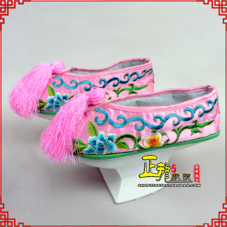 沈丘京越剧戏鞋花盆底清朝皇后贵妃宫女花盆底 旗鞋