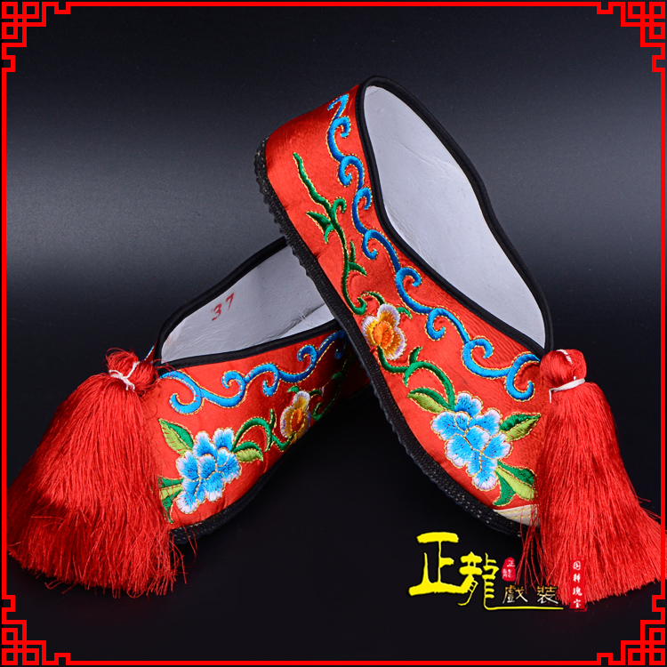 沈丘京剧越剧戏曲彩鞋花旦绣花 普平底彩鞋