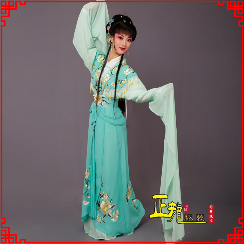 沈丘青衣水袖戏服演出服 云肩花旦衣